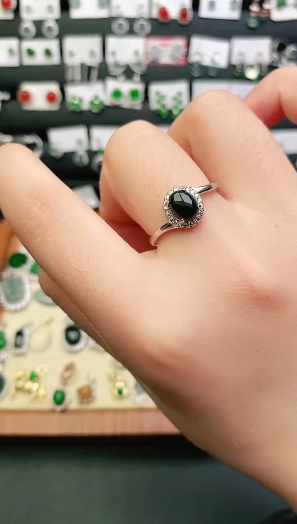 银S925镶嵌戒指翡翠0