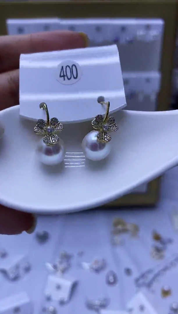 银S925镶嵌耳饰淡水珍珠400