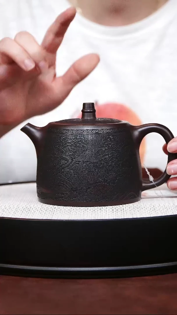 紫砂茶宠宜兴紫砂 莲花汉铎石红 钱兴芳