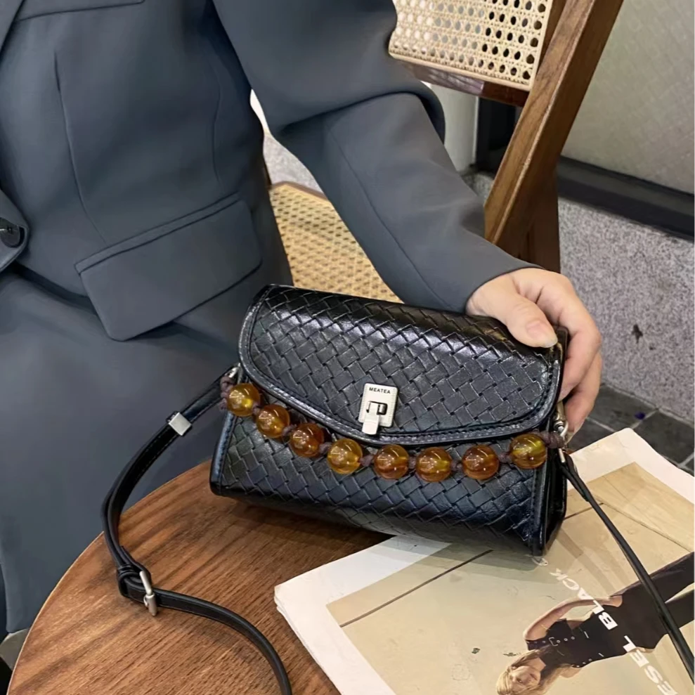 【英柏甄选】SKL-7059-黑色 然与纯小众设计感时尚单肩百搭女包