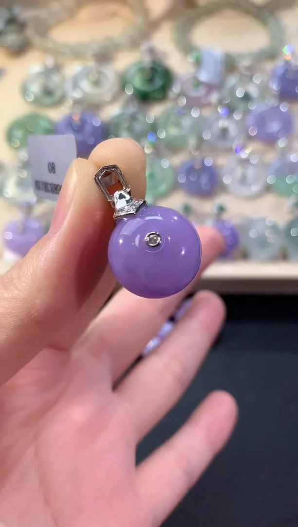 吊坠(不含链)18K金镶嵌翡翠冬日珠宝E83紫货有色差