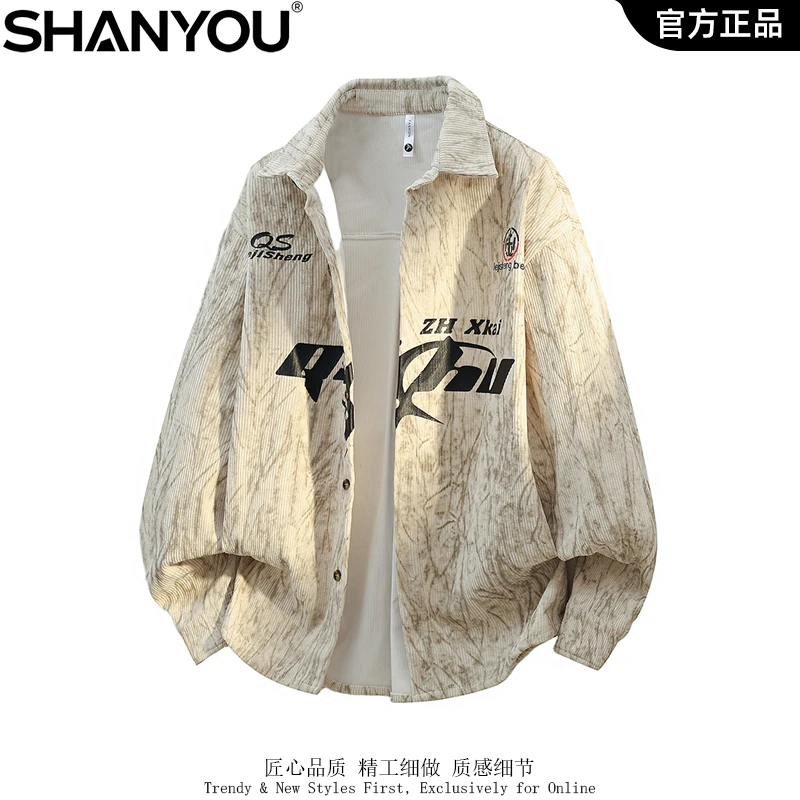 印花字母美式刺绣外套男士飞行夹克复古休闲翻领日系大码保暖上衣