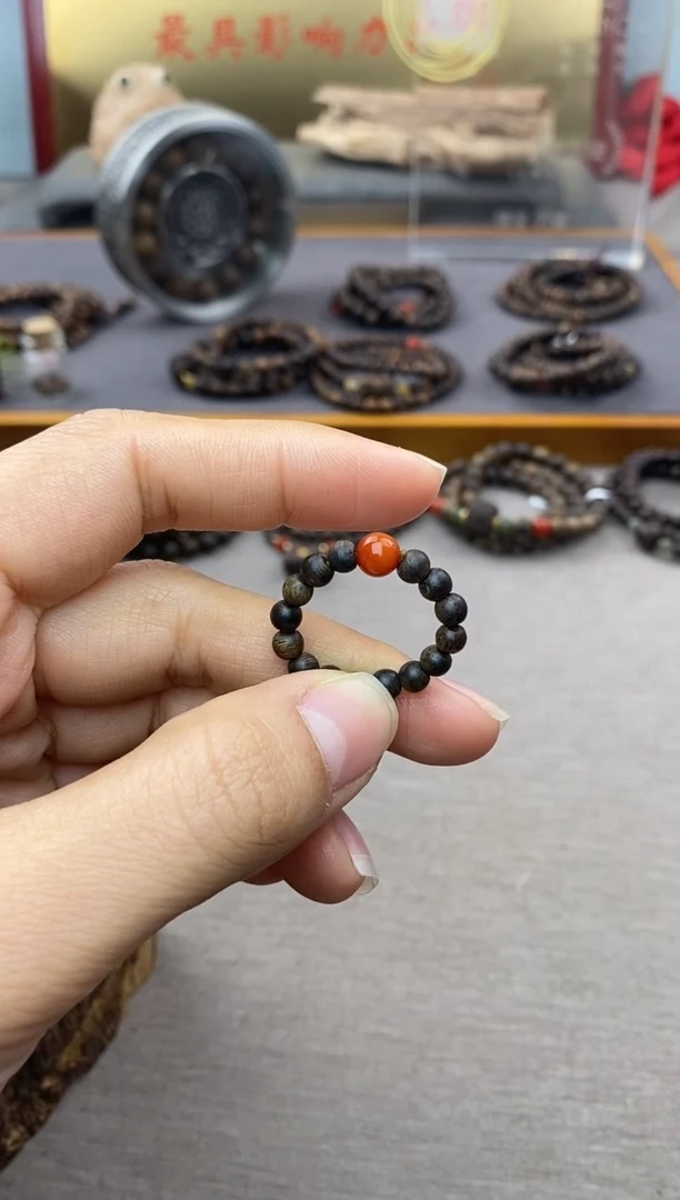 【闪购商品】沉香沉香碎屑白棋戒指04