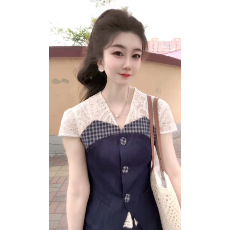 『拼接设计U』设计显瘦百搭时尚套装3977