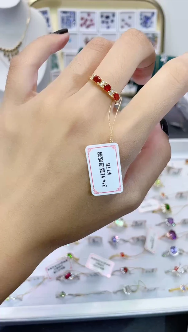 蓝宝石戒指银S925镶嵌天然宝石