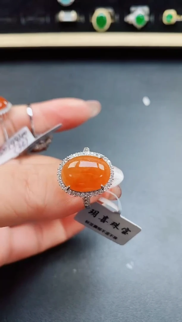 翡翠戒指银S925镶嵌50860