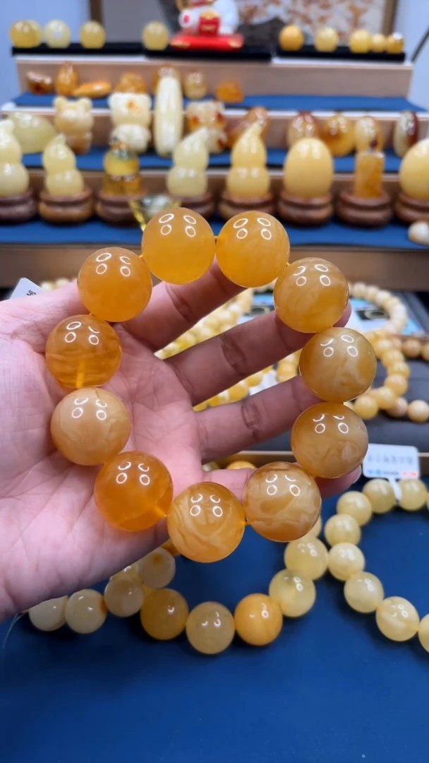 手串蜜蜡未镶嵌p49俄料精品蜜蜡手串 24mm 89.15克