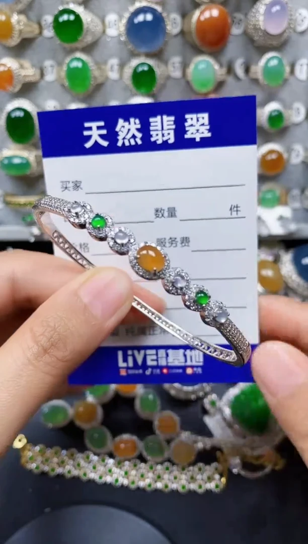 翡翠戒指银S925镶嵌0488