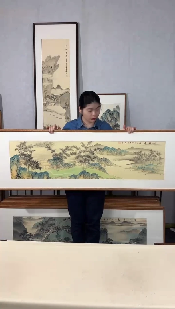 国画手绘*竹韵雅舍*52*172cm带框发货