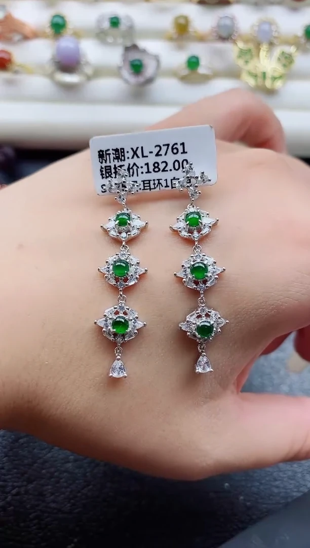 银S925镶嵌戒指翡翠1