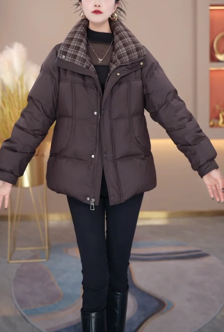 冬季新款时尚显瘦气质百搭保暖休闲优雅女白鸭绒羽绒服
