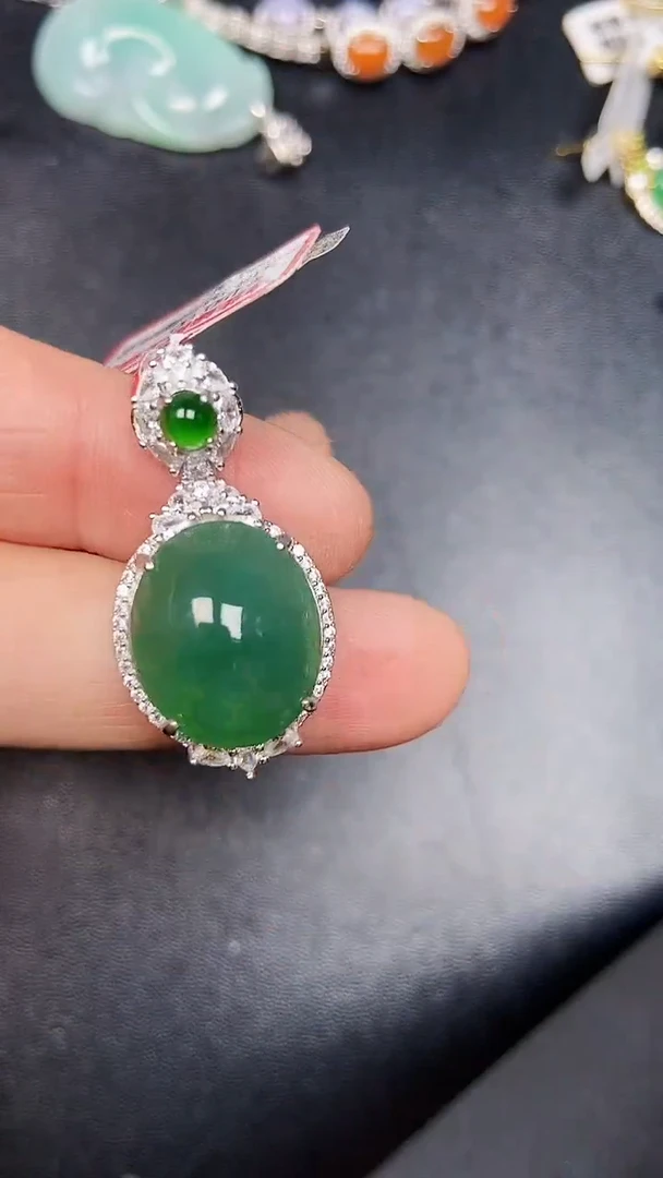 银S925镶嵌戒指翡翠3390