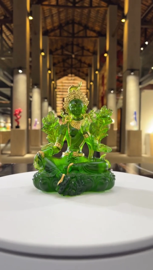 摆件060155-1描金绿度母摆件