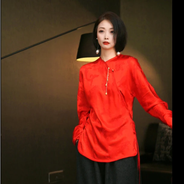 国潮高级感时尚斜襟长袖衬衫MT10260