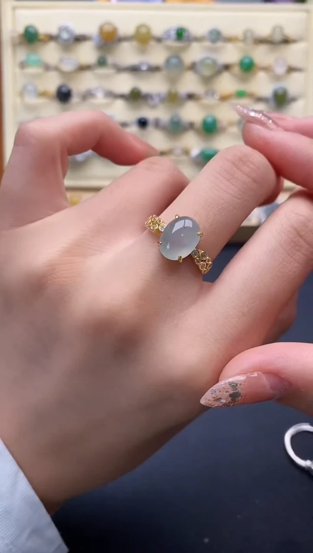 银S925镶嵌戒指翡翠111111+2