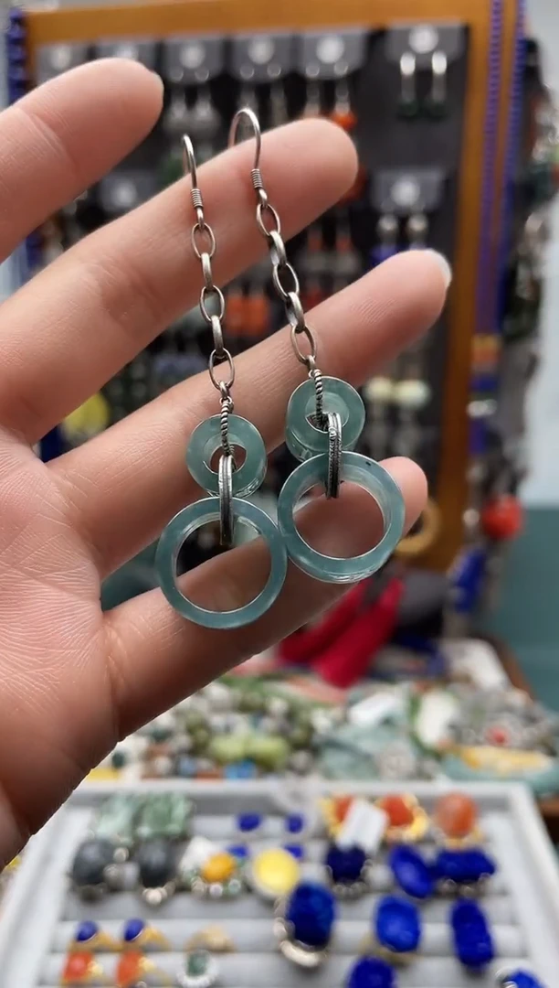 【闪购商品】翡翠耳饰银S925镶嵌饰品