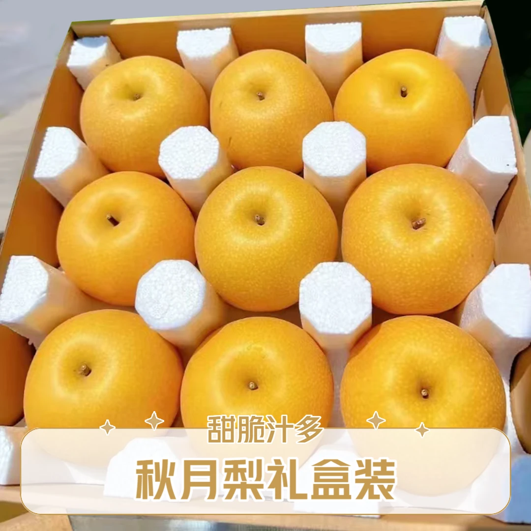 【精品礼盒：诸事顺梨】山东头茬现摘秋月梨，汁水足，果肉细嫩，口感爆甜，产地直发！秋月梨山东省