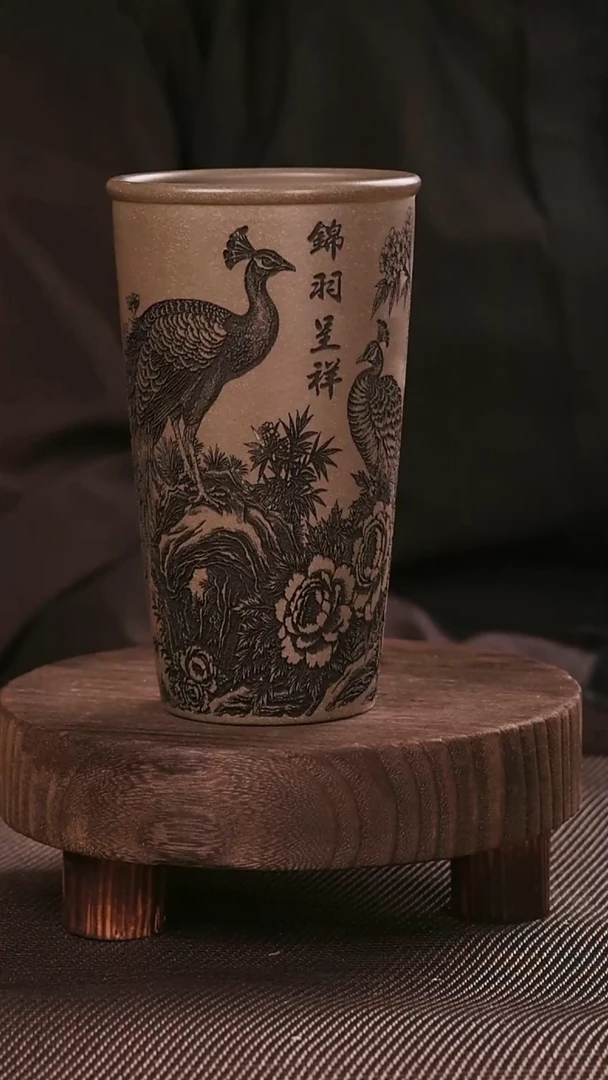 茶杯紫砂紫砂手工主人杯锦羽呈祥