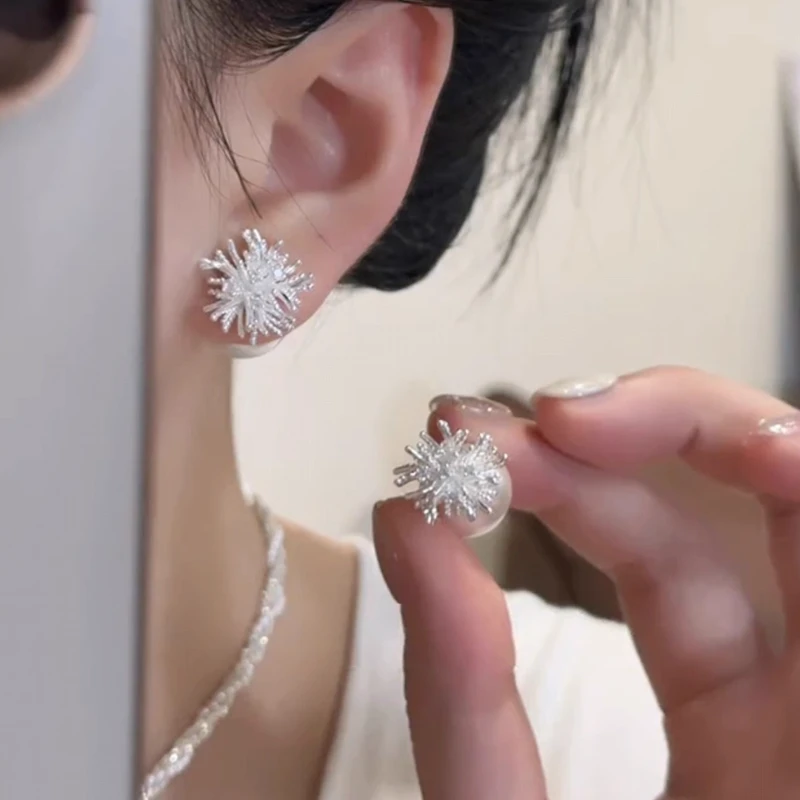 合金仿珍珠耳饰 烟花珍珠前后戴耳钉女新款轻奢气质耳环百搭耳饰