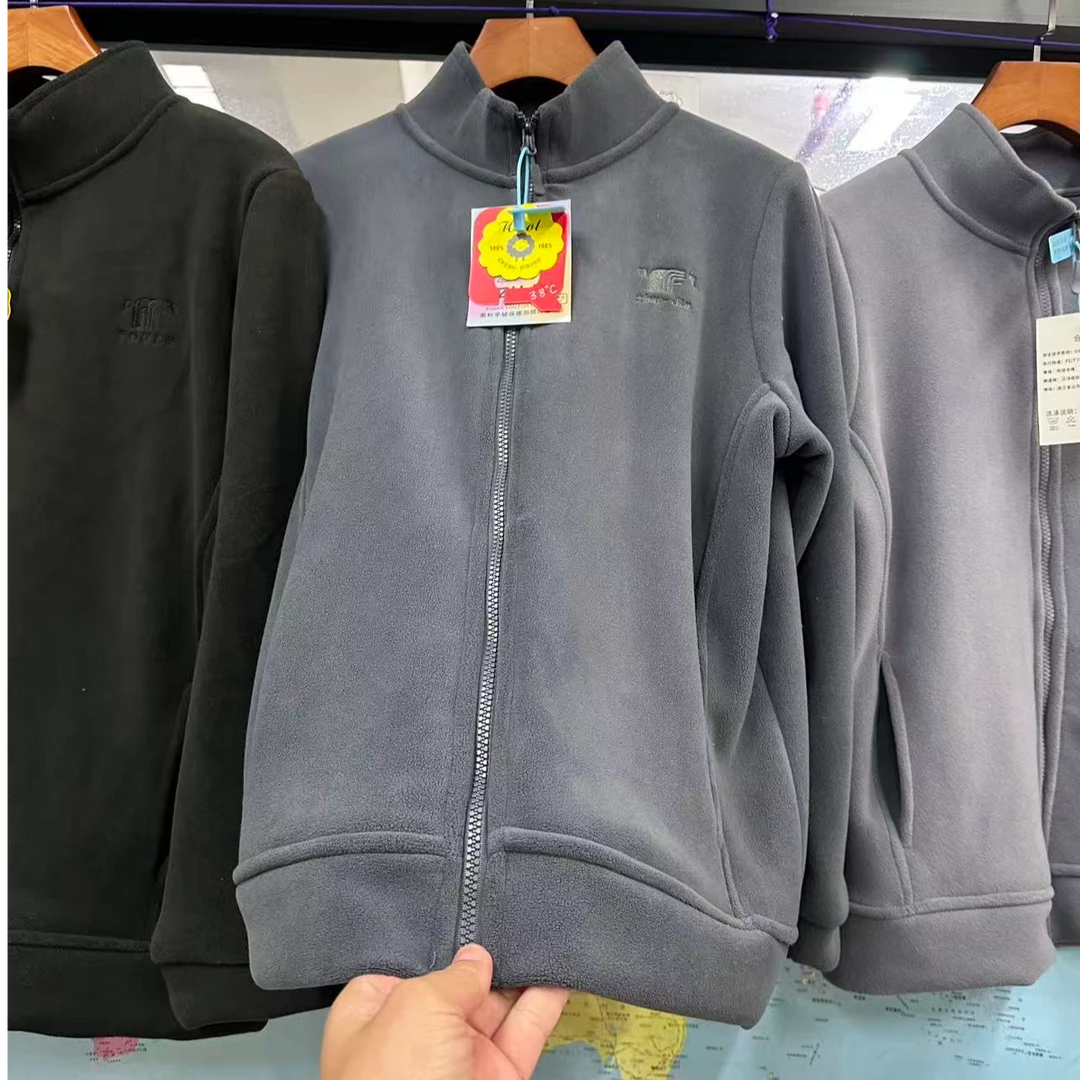 秋冬户外立领字母保暖男拉链卫衣双面灰色男款上衣男女士休闲运动