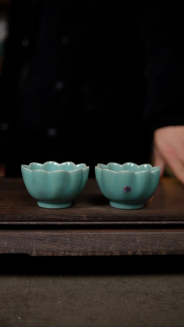 【闪购商品】杯仿古莲花杯一对大瑕98