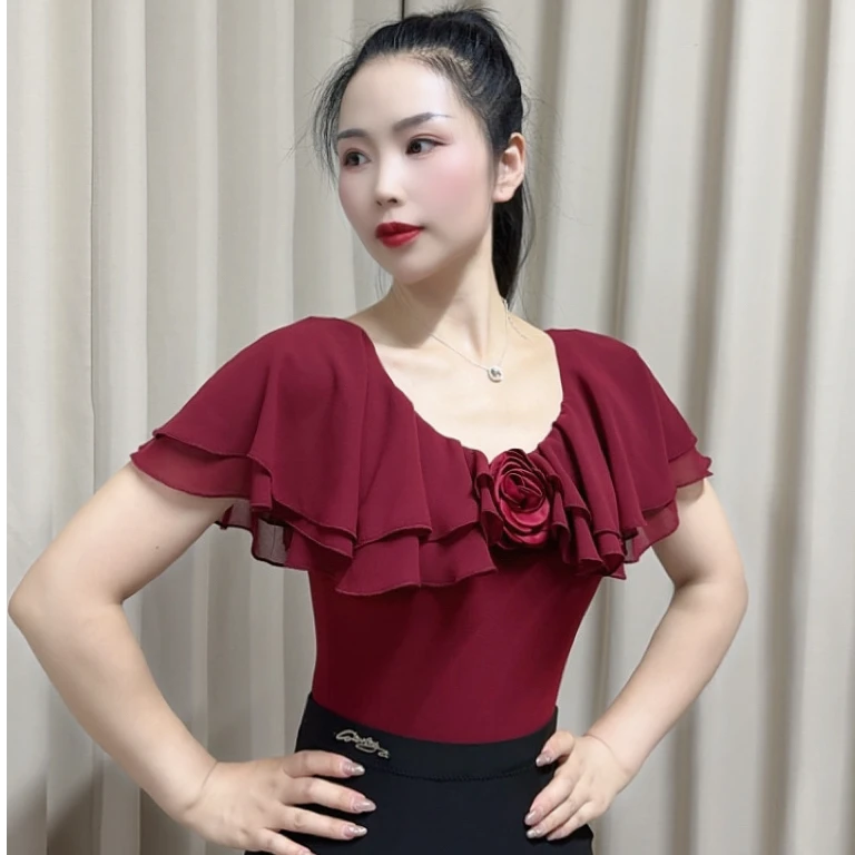 薇葶丹斯WAITING DANCE国标舞摩登交谊舞专用新款舞蹈上衣WTML036
