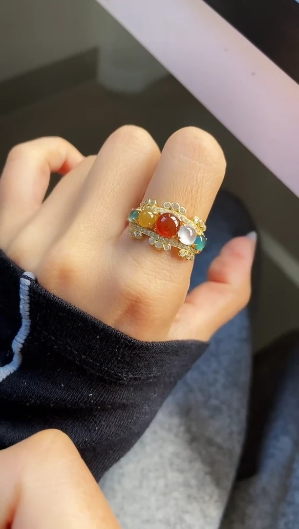 银S925镶嵌戒指翡翠12