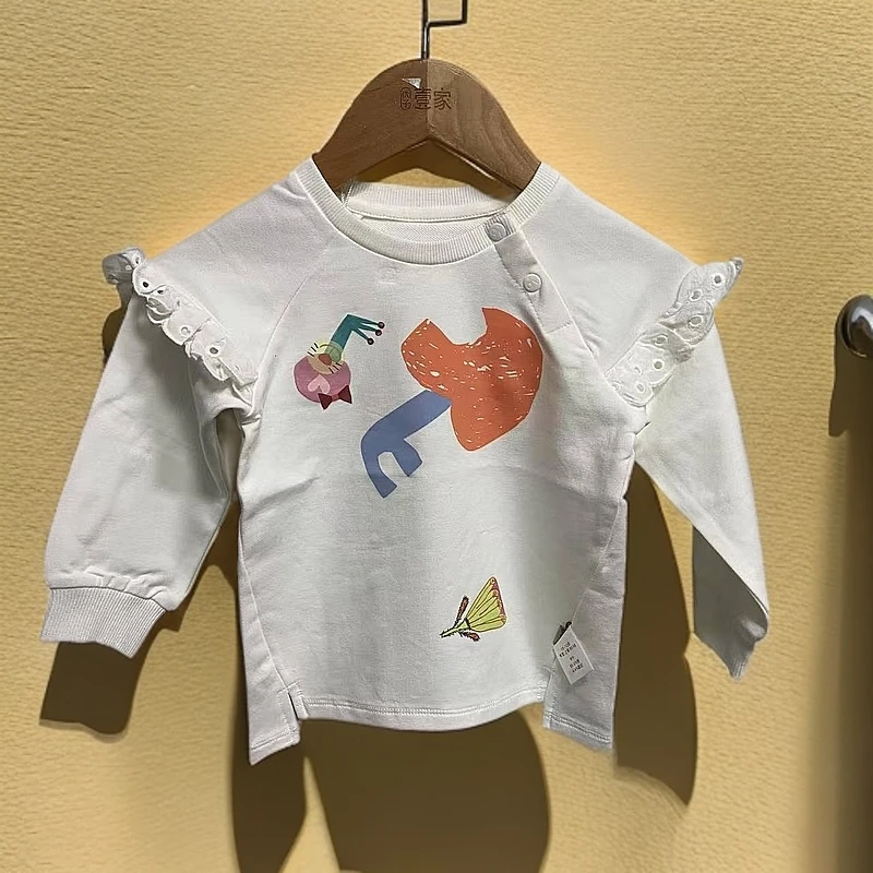 哎麻麻9132110女宝针织打底长袖T桖荷叶边时尚百搭舒适洋气