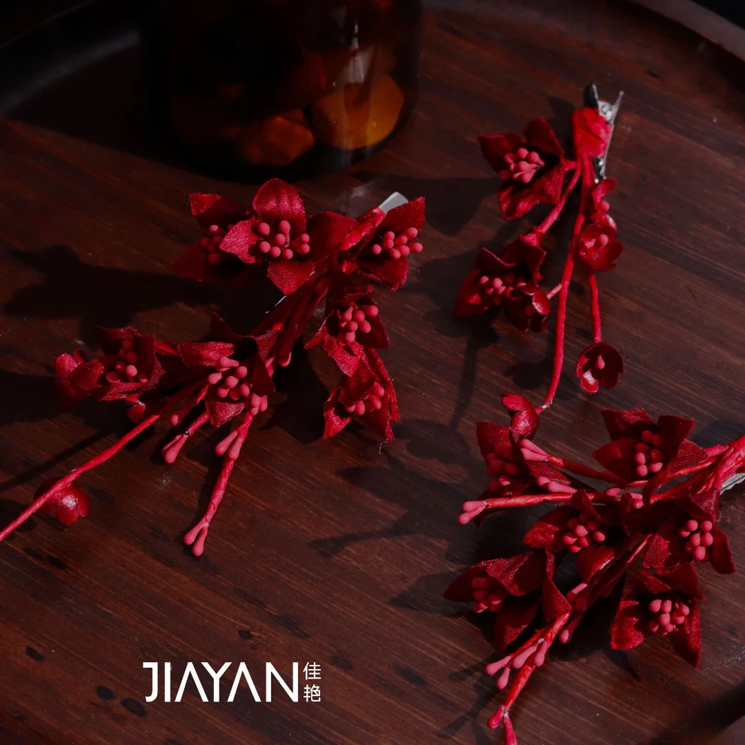 5111红色晨袍敬酒头饰简约百搭新娘头饰