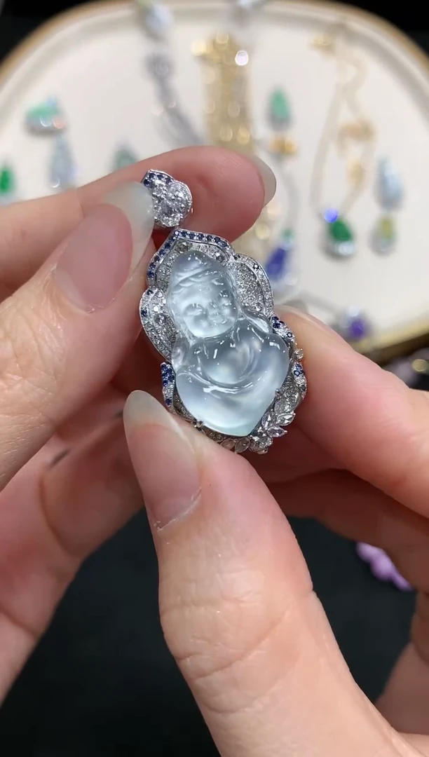 【闪购商品】翡翠吊坠(不含链)18K金镶嵌W580|25000