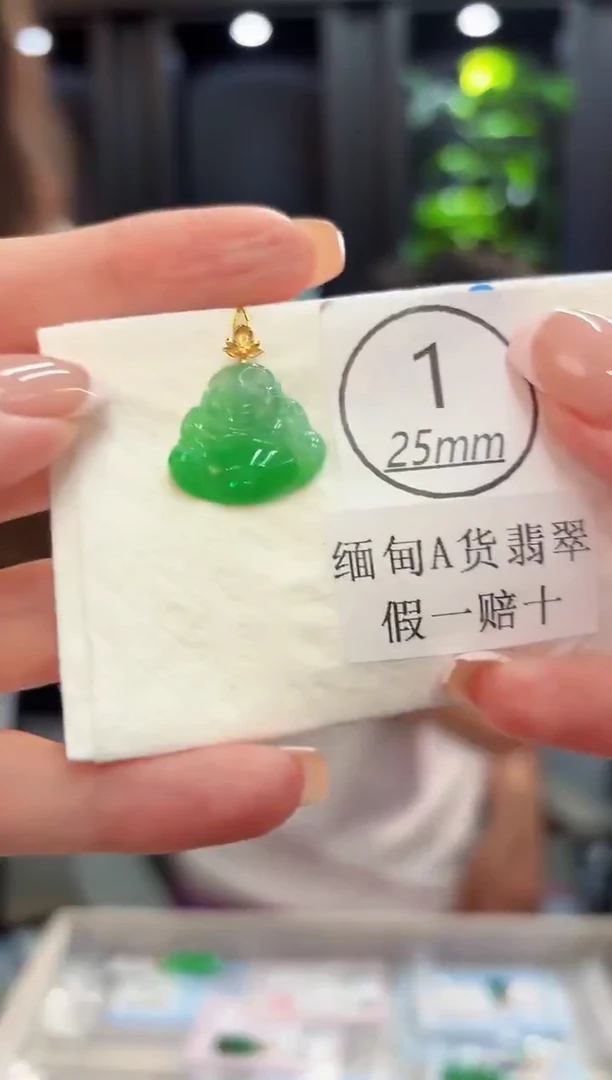 颈饰18K金镶嵌翡翠 缅料A货/支持复检/一件