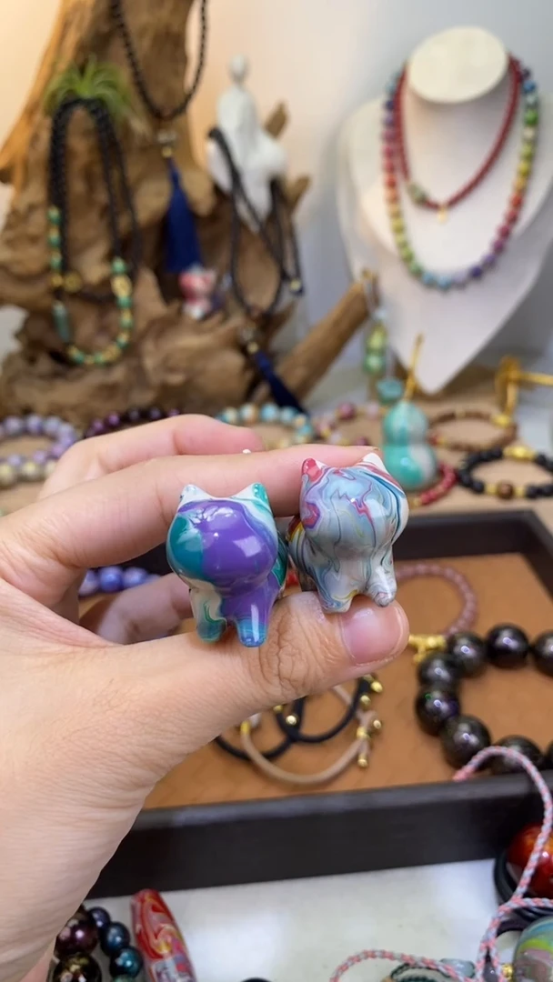 瑶***名26 非遗大漆小猫摆件如画