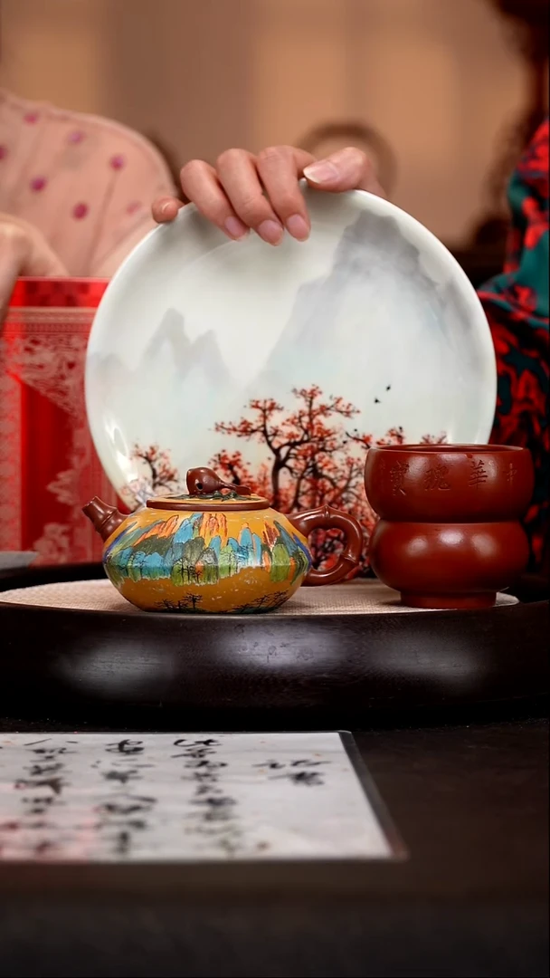 茶壶紫砂SSH72四方寿桃段泥200cc