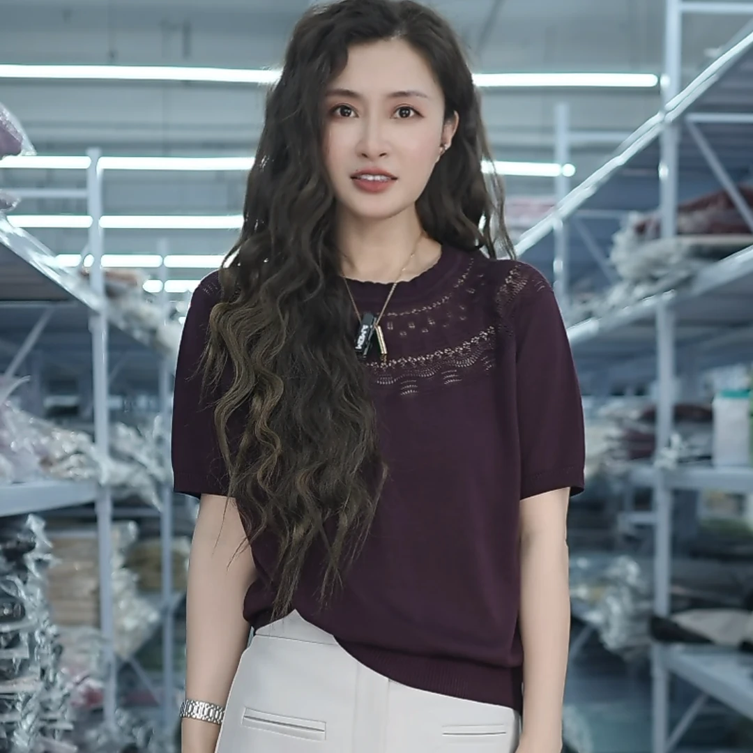 【思思精选】韩版时尚气质圆领气质高级提花减龄百搭针织衫A257#