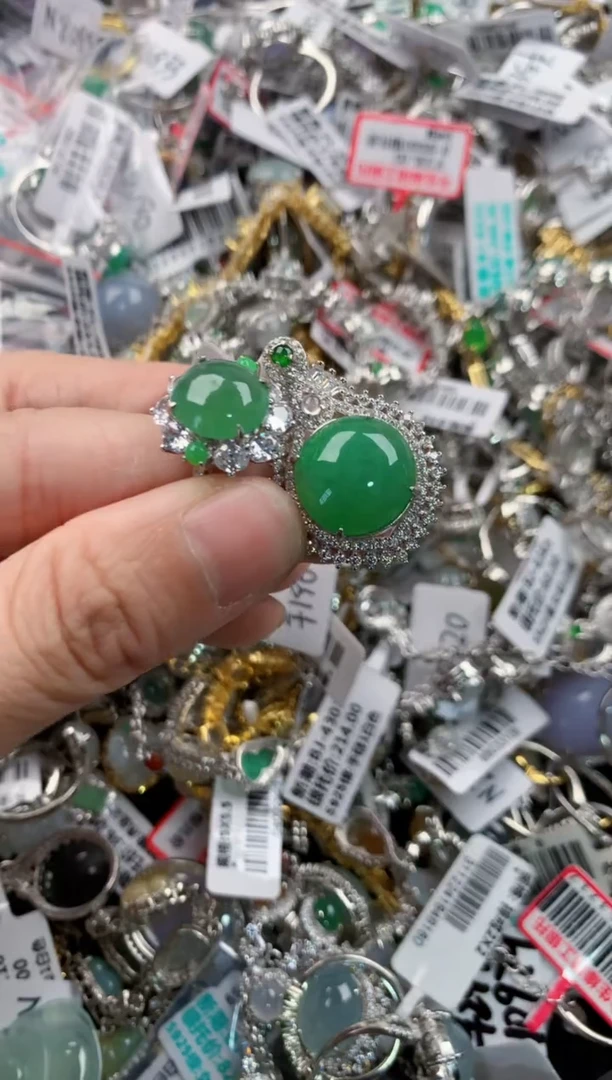 银S925镶嵌戒指翡翠2-----1