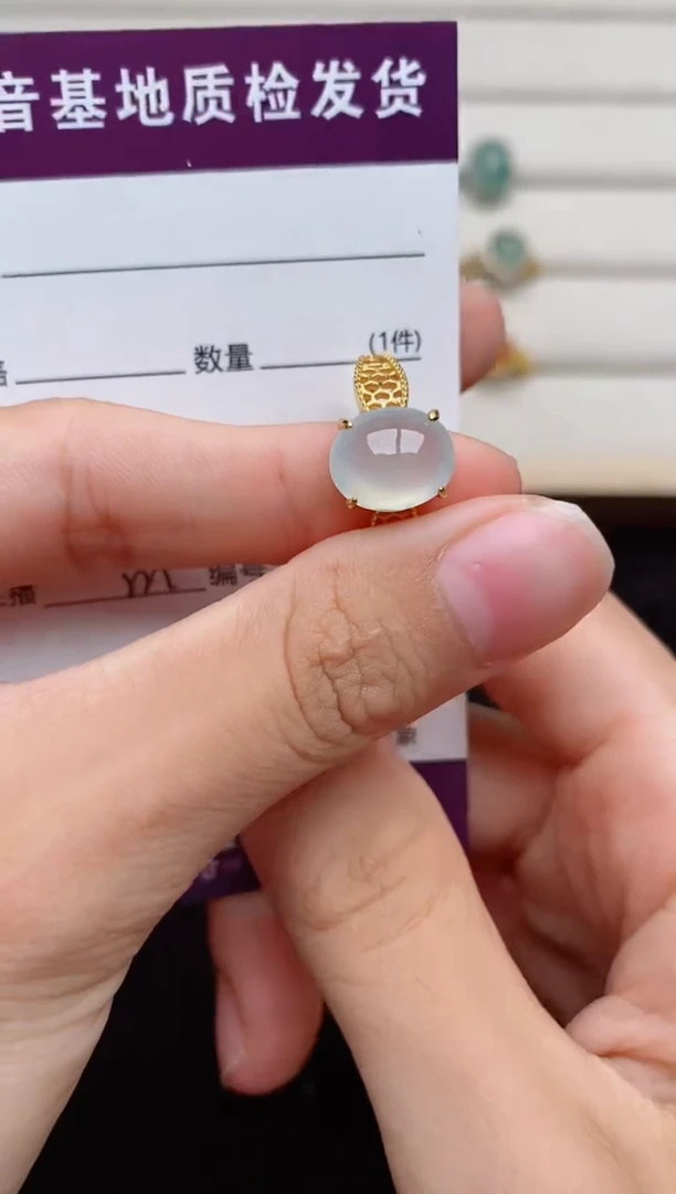 银S925镶嵌戒指翡翠...
