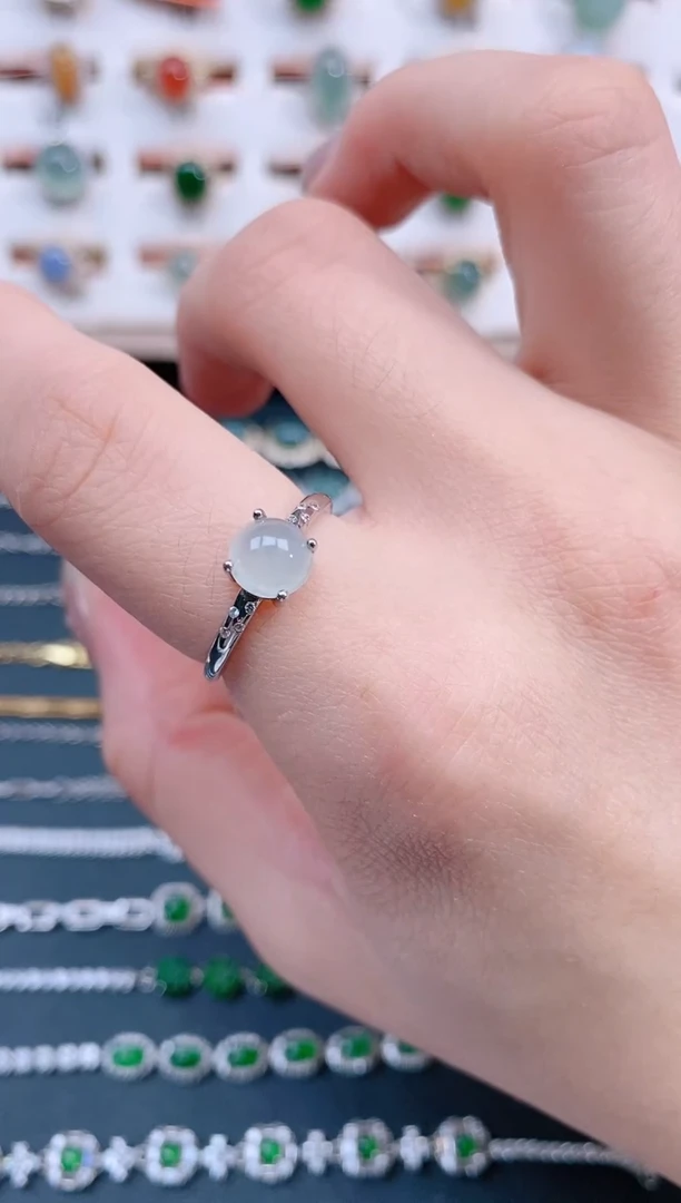 银S925镶嵌戒指翡翠天然翡翠
