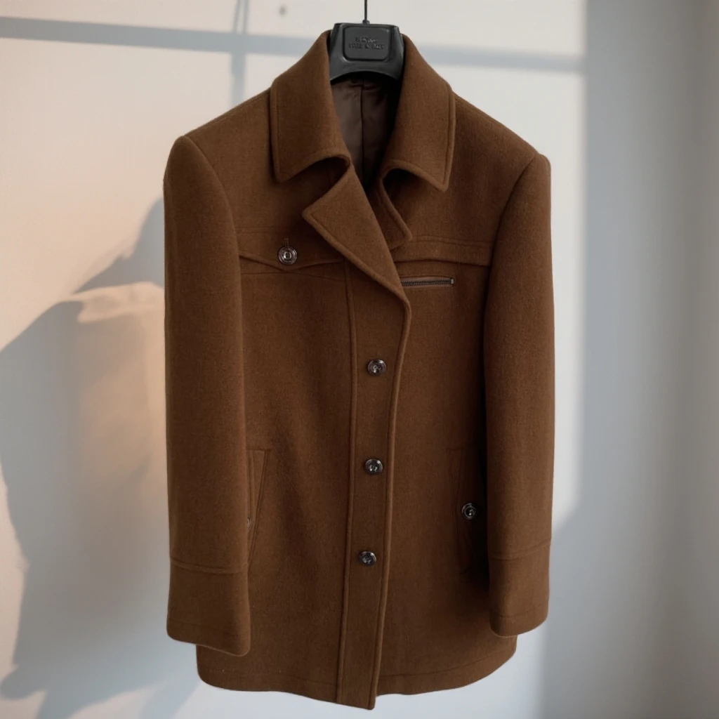 95%羊毛简约修身/专柜实体到店2698品牌撤柜剪标商场纽扣大衣翻领