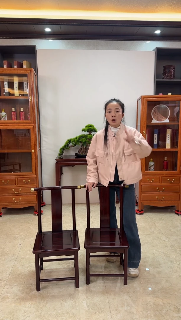 黑酸枝木类家具南美黑酸枝靠背椅1对