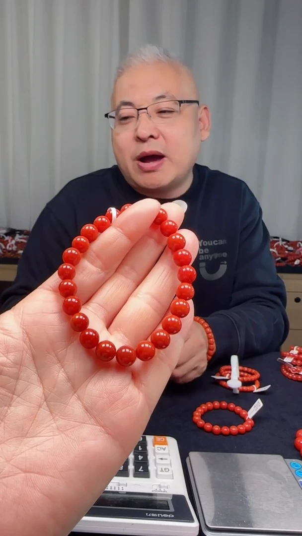 未镶嵌多样性发一件南红玛瑙【高货】锦红8mm保山圆珠单圈