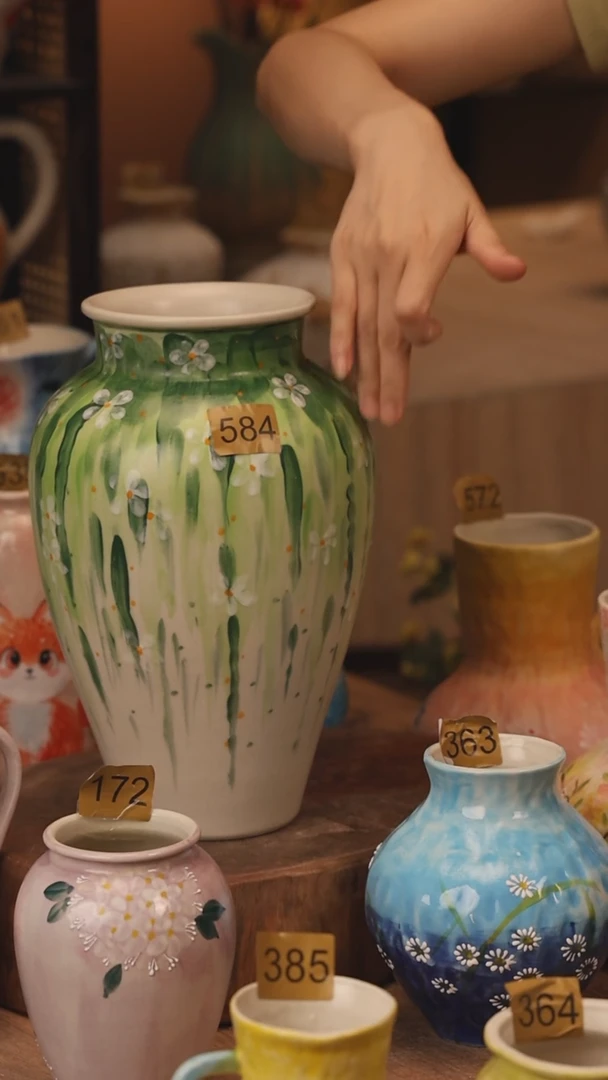 陶瓷584景德镇设计师手作花器摆件侘寂风