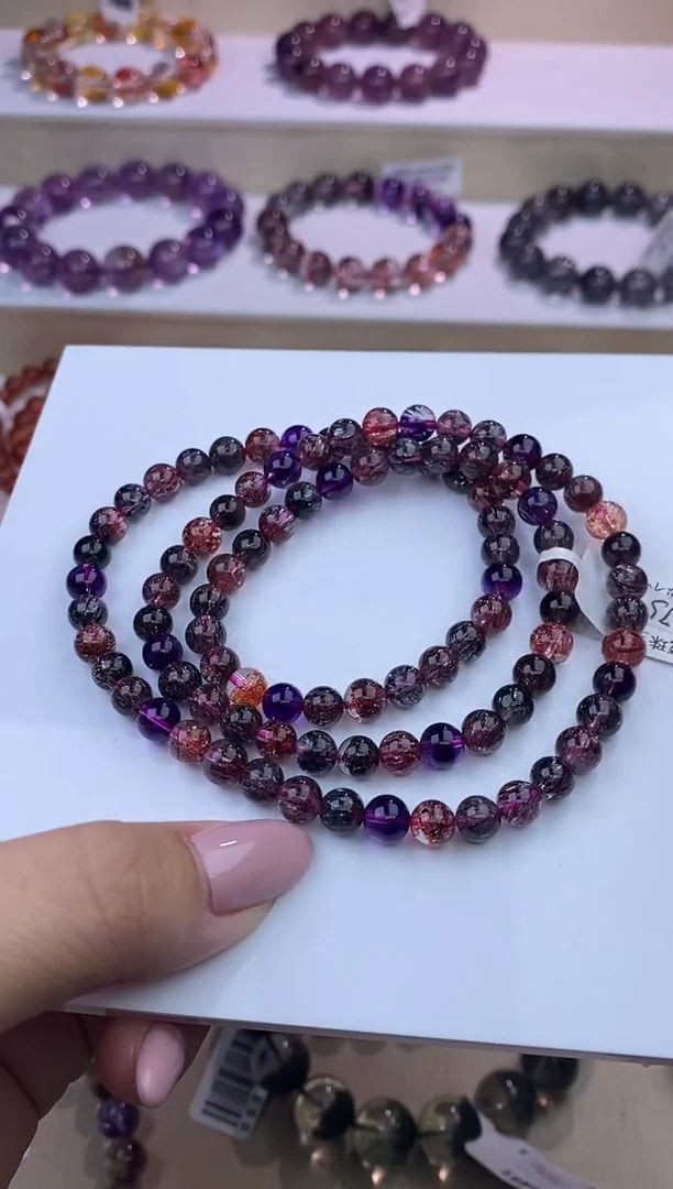 水晶手链未镶嵌黑加仑超七多圈6m+