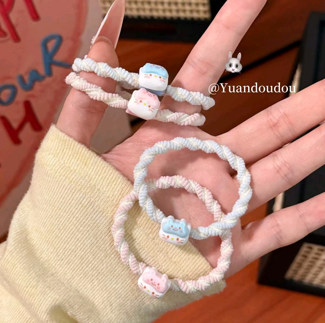 卡通ins马卡龙色皮筋树脂头绳凯蒂发圈发绳皮筋情侣百搭发饰学生