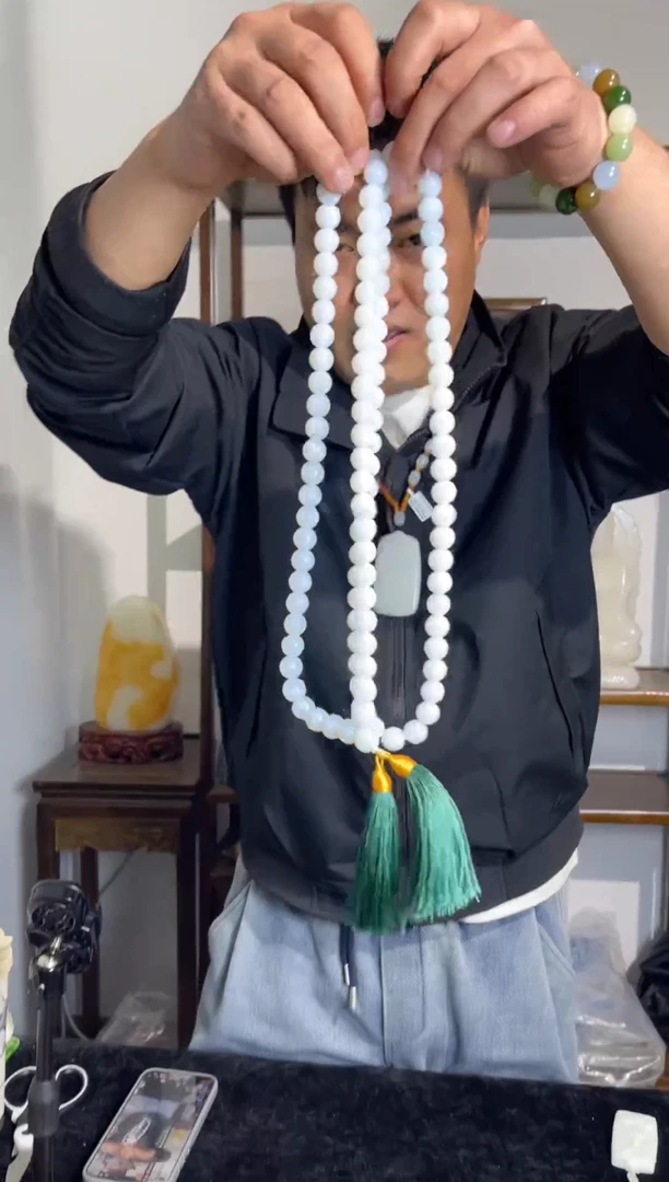 一级白108颗卡12项链