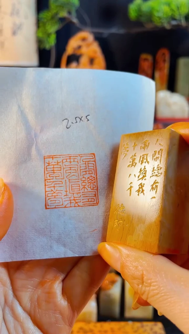 巴林石印石手工篆刻《人间总有一两风填我十万八千梦》