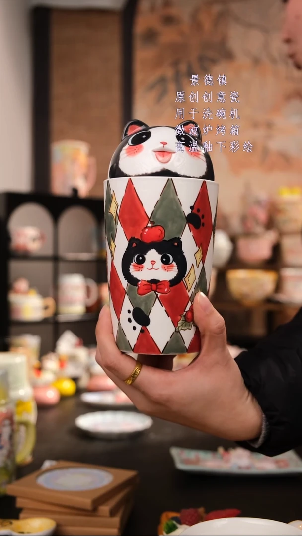 摆件陶邪***羊旺的可以陶瓷手工手绘设计师款