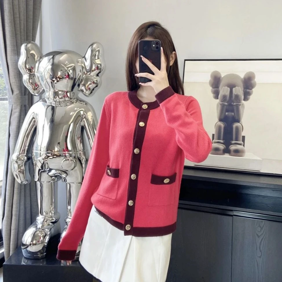 99新 Chanel/香奈儿 Chanel 20A拼色针织羊绒开衫34码