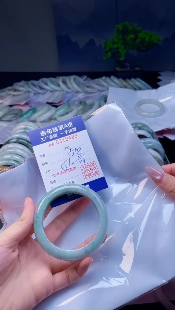未镶嵌手镯翡翠A****蝶天然翡翠A货9483