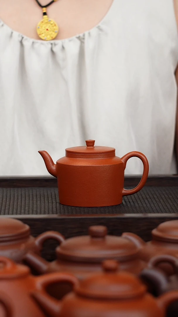 茶壶紫砂新品 折肩 125cc 朱泥