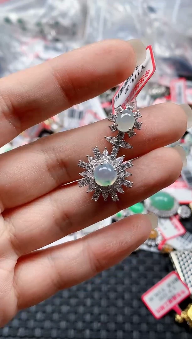 银S925镶嵌戒指翡翠天然A货缅甸翡翠